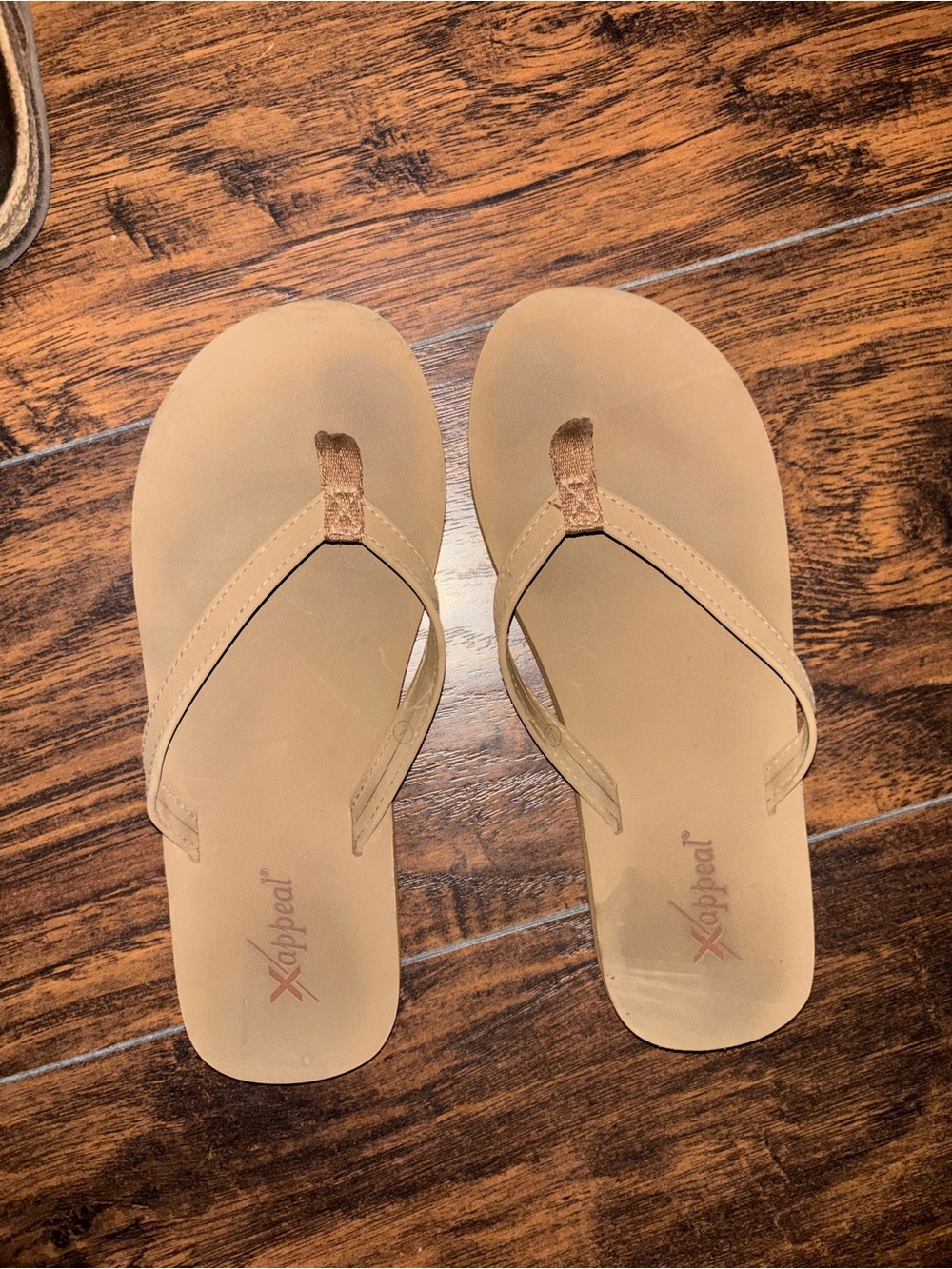 Xappeal Women’s Tan Flip Flop Sandals with Minimal Strap